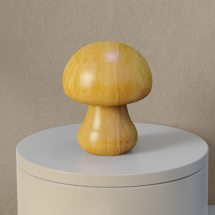 Contemporary Creative Mushroom Rubberwood LED Table Lamp