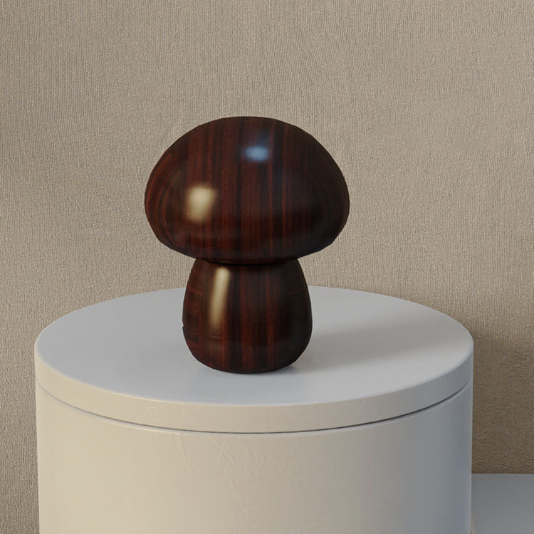 Contemporary Creative Mushroom Rubberwood LED Table Lamp