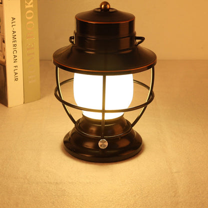 Rechargeable Waterproof LED Table Lamp - Farmhouse Style, Iron & Acrylic Cylinder for Indoor Use