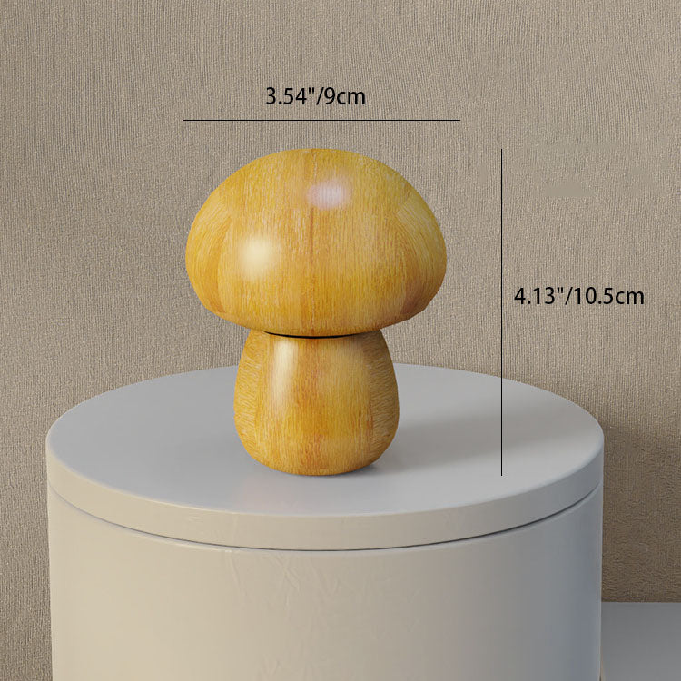 Contemporary Creative Mushroom Rubberwood LED Table Lamp