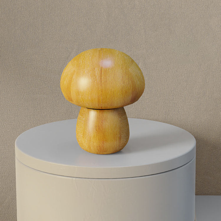 Contemporary Creative Mushroom Rubberwood LED Table Lamp
