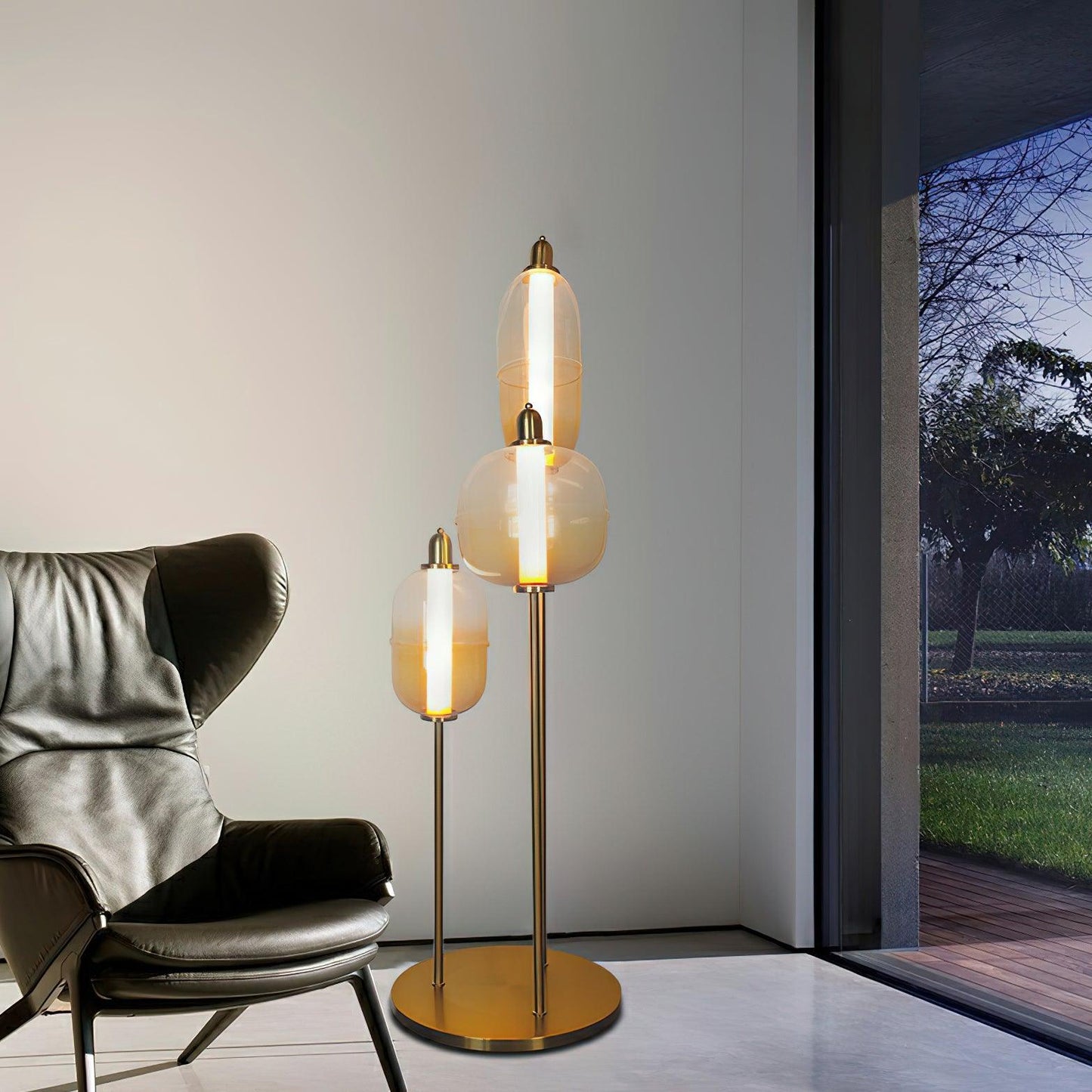 Sanfu Floor Lamp - Elegant LED Indoor Lighting, Gold Finish