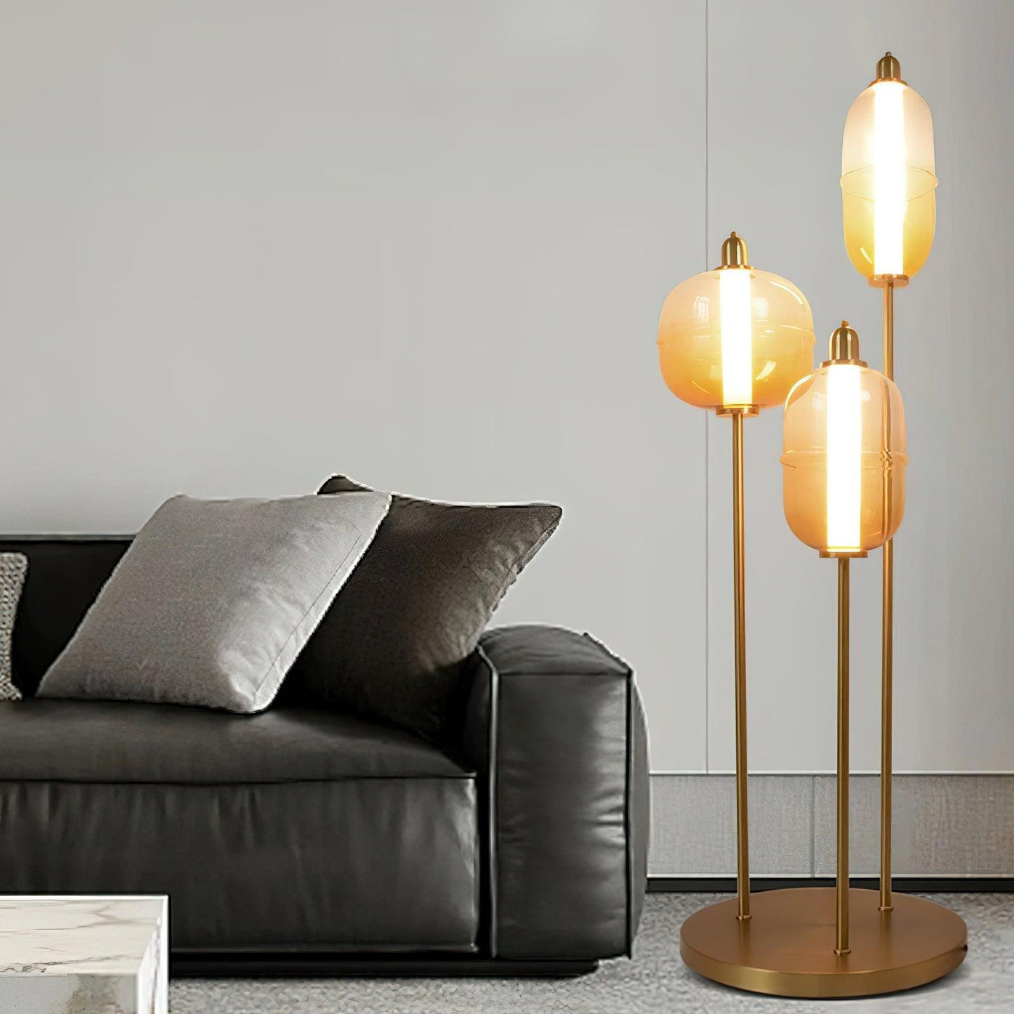 Sanfu Floor Lamp - Elegant LED Indoor Lighting, Gold Finish