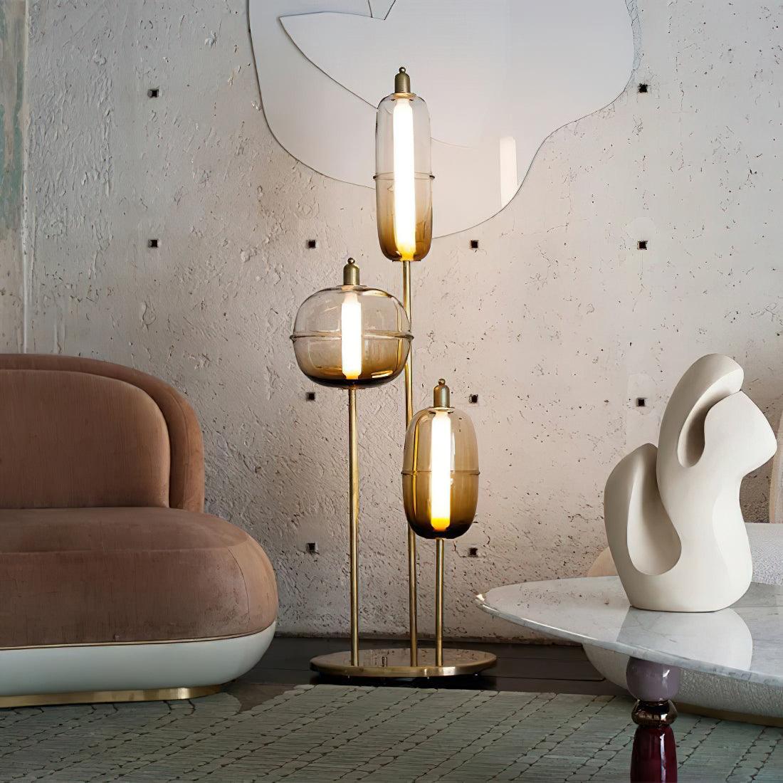 Sanfu Floor Lamp - Elegant LED Indoor Lighting, Gold Finish