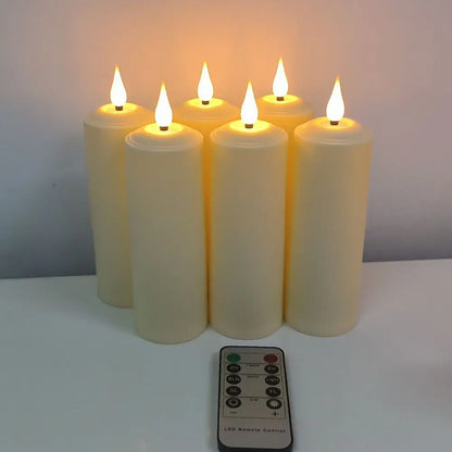Waterproof LED Pillar Candles with Remote Control Set