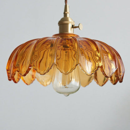 Vintage Glazed Floral Hanging Lamp - Elegant Glass Pendant