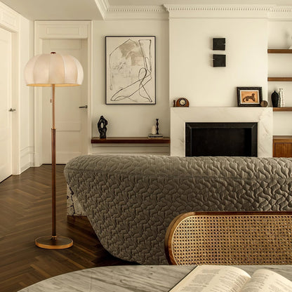 Scandicci Floor Lamp with Fabric Shade and Wooden Base