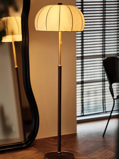 Scandicci Floor Lamp with Fabric Shade and Wooden Base