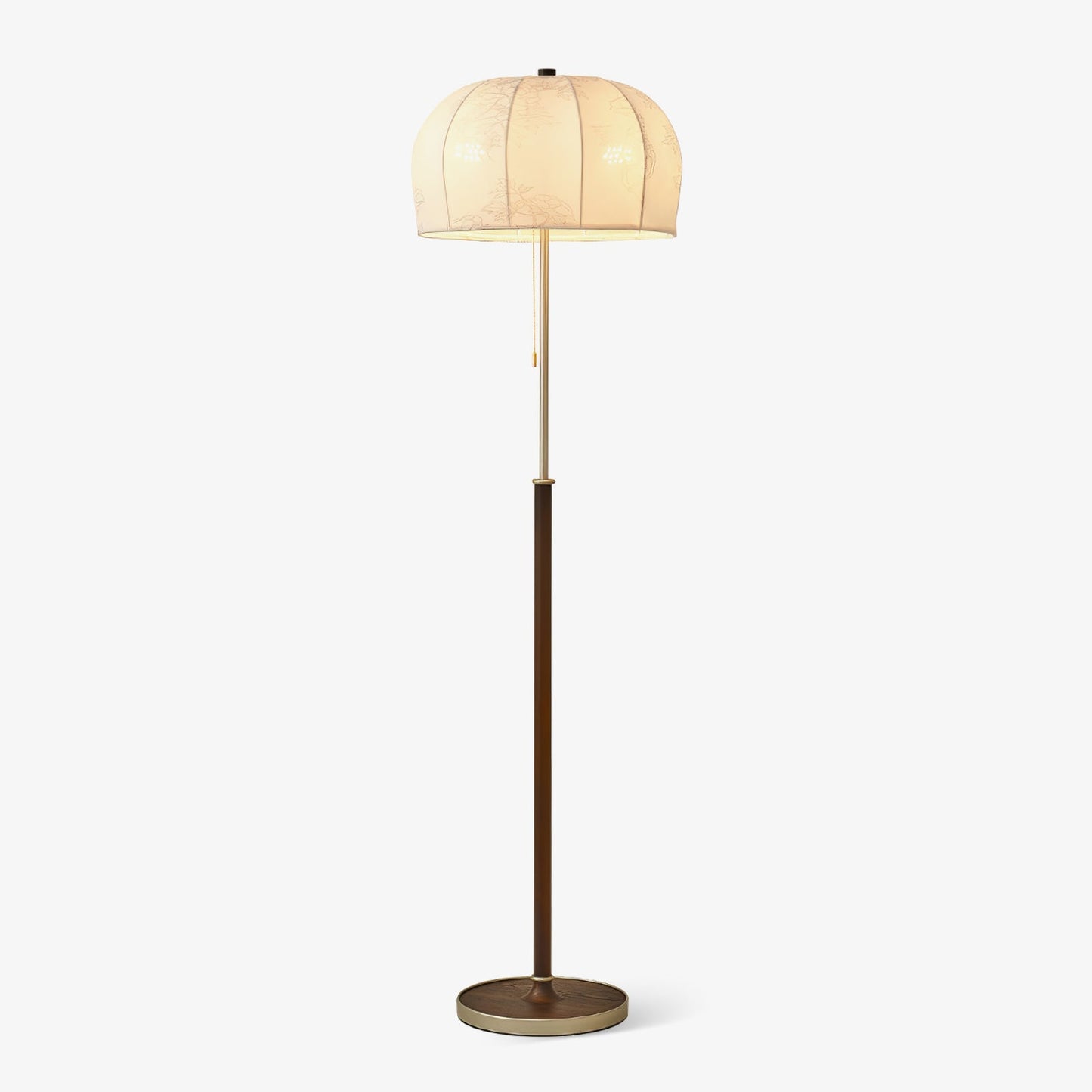 Scandicci Floor Lamp with Fabric Shade and Wooden Base