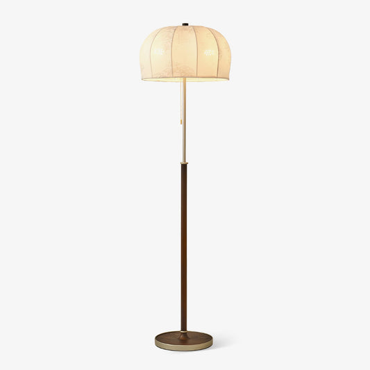 Scandicci Floor Lamp with Fabric Shade and Wooden Base