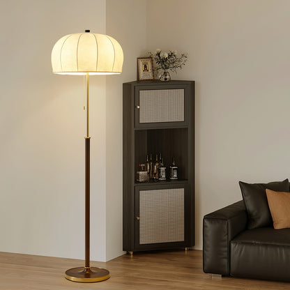 Scandicci Floor Lamp with Fabric Shade and Wooden Base