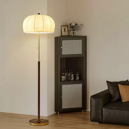 Scandicci Floor Lamp with Fabric Shade and Wooden Base
