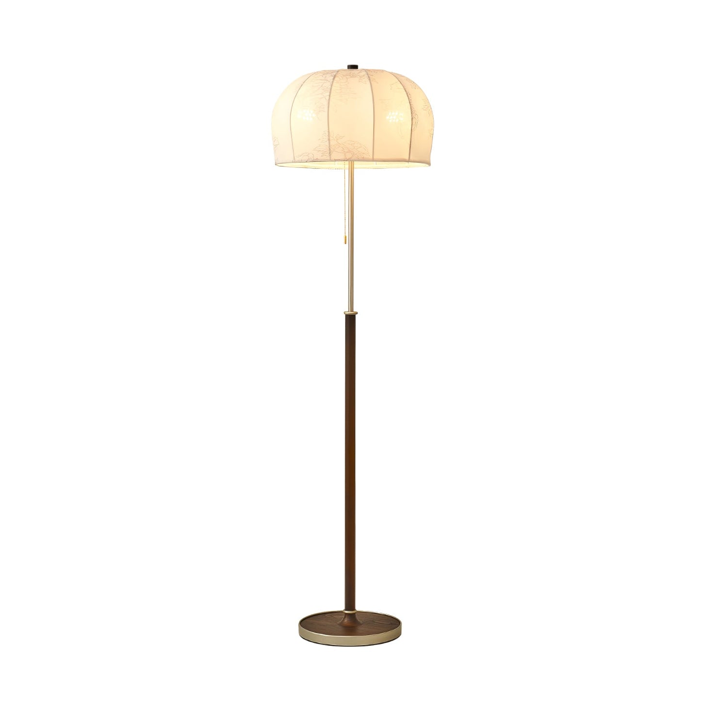 Scandicci Floor Lamp with Fabric Shade and Wooden Base