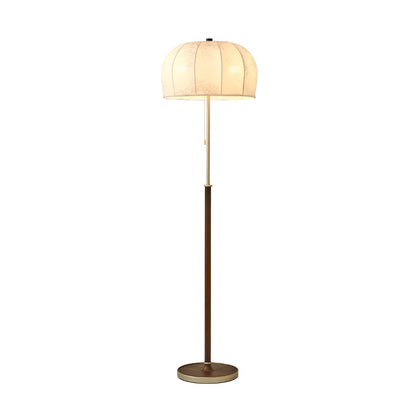 Scandicci Floor Lamp with Fabric Shade and Wooden Base