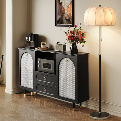 Scandicci Floor Lamp with Fabric Shade and Wooden Base