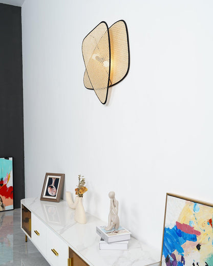 Screen Cannage Sconce Light - Vintage Bamboo Wall Fixture