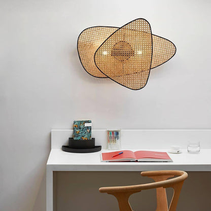 Screen Cannage Sconce Light - Vintage Bamboo Wall Fixture