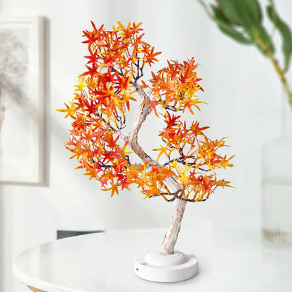 ÉrableLumi LED Tree Lamp with Maple Leaves Decor