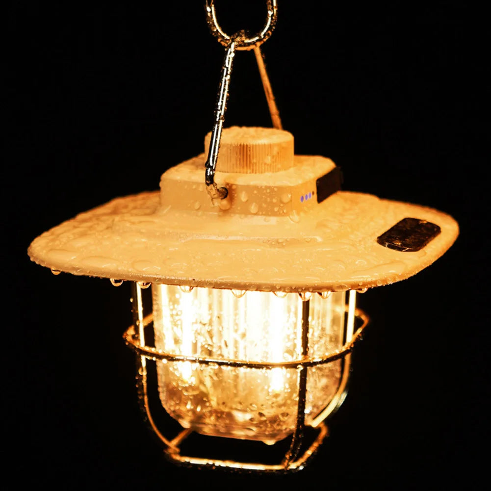 Rechargeable Vintage LED Camping Lantern - Portable Light