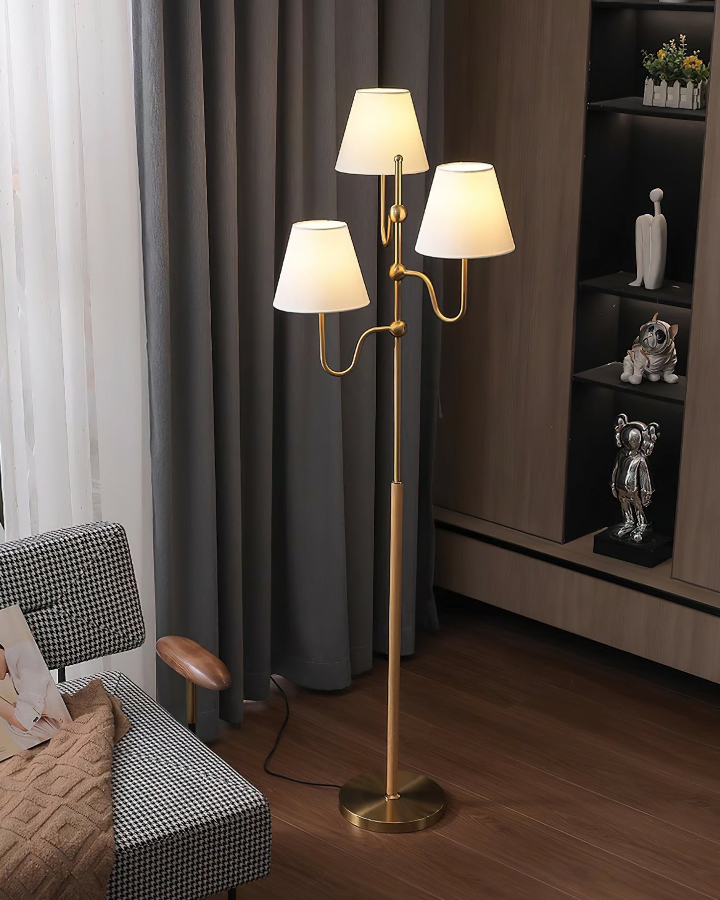 Serenade Floor Lamp with LED, Indoor, Walnut and Gold Finish
