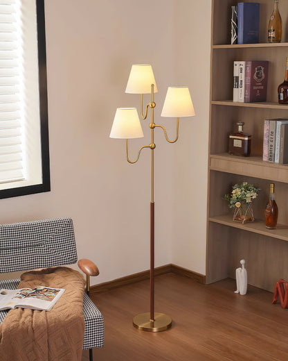 Serenade Floor Lamp with LED, Indoor, Walnut and Gold Finish