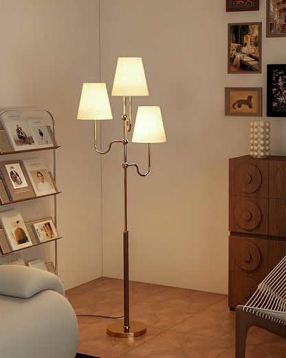 Serenade Floor Lamp with LED, Indoor, Walnut and Gold Finish