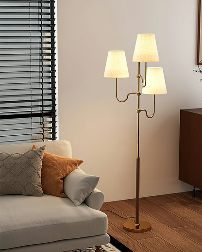 Serenade Floor Lamp with LED, Indoor, Walnut and Gold Finish