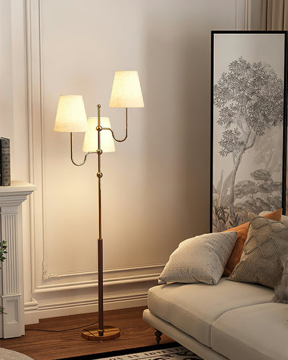 Serenade Floor Lamp with LED, Indoor, Walnut and Gold Finish