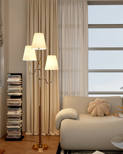 Serenade Floor Lamp with LED, Indoor, Walnut and Gold Finish