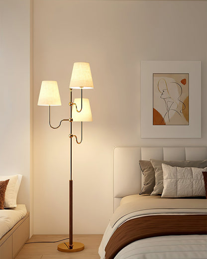 Serenade Floor Lamp with LED, Indoor, Walnut and Gold Finish