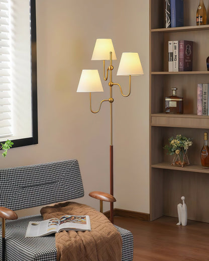 Serenade Floor Lamp with LED, Indoor, Walnut and Gold Finish
