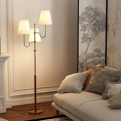 Serenade Floor Lamp with LED, Indoor, Walnut and Gold Finish