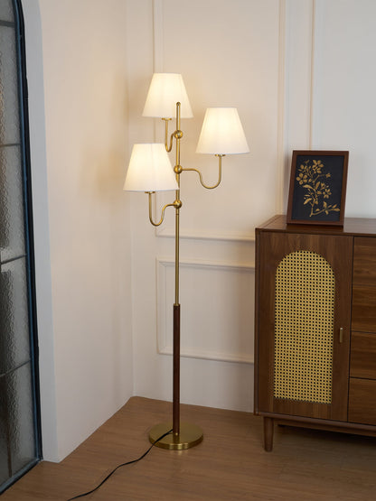 Serenade Floor Lamp with LED, Indoor, Walnut and Gold Finish