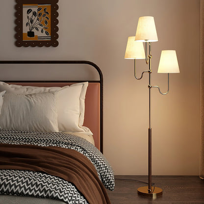 Serenade Floor Lamp with LED, Indoor, Walnut and Gold Finish