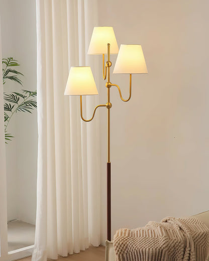 Serenade Floor Lamp with LED, Indoor, Walnut and Gold Finish