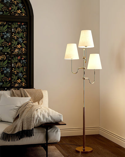 Serenade Floor Lamp with LED, Indoor, Walnut and Gold Finish