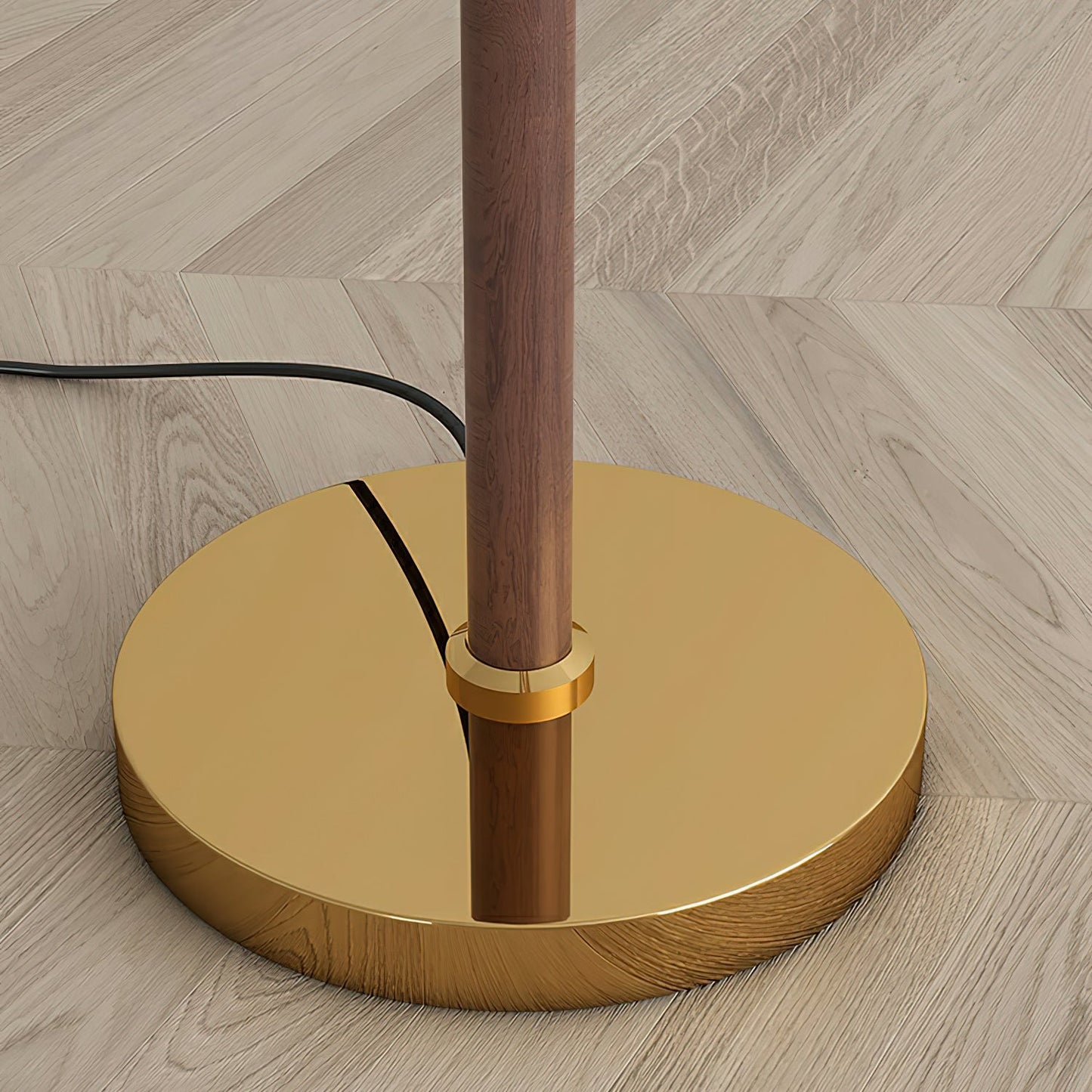 Serenade Floor Lamp with LED, Indoor, Walnut and Gold Finish