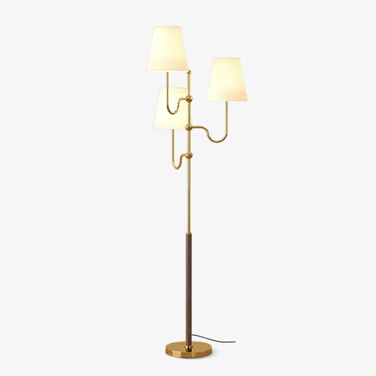 Serenade Floor Lamp with LED, Indoor, Walnut and Gold Finish