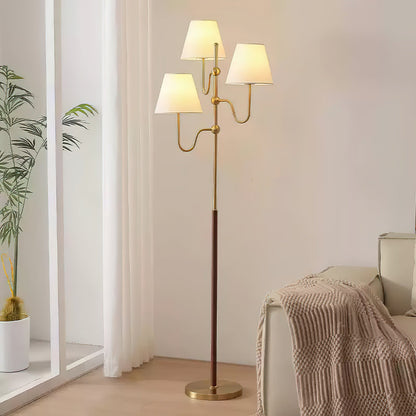 Serenade Floor Lamp with LED, Indoor, Walnut and Gold Finish