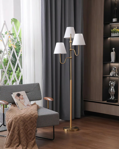 Serenade Floor Lamp with LED, Indoor, Walnut and Gold Finish