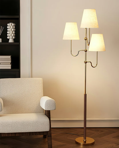 Serenade Floor Lamp with LED, Indoor, Walnut and Gold Finish