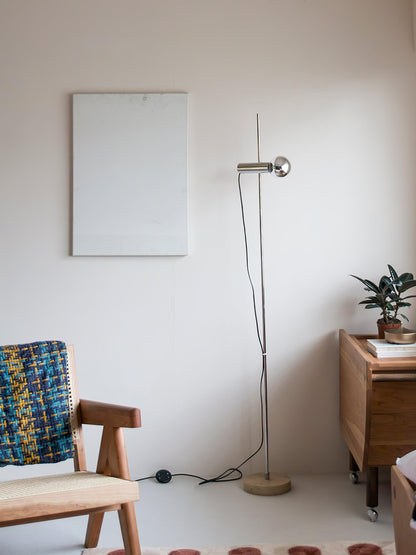 Sereno Floor Lamp with Marble Base and Stainless Steel Arm
