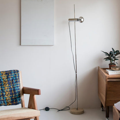 Sereno Floor Lamp with Marble Base and Stainless Steel Arm