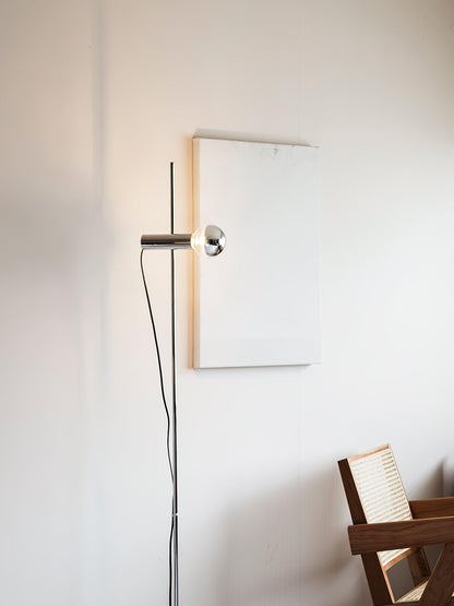 Sereno Floor Lamp with Marble Base and Stainless Steel Arm