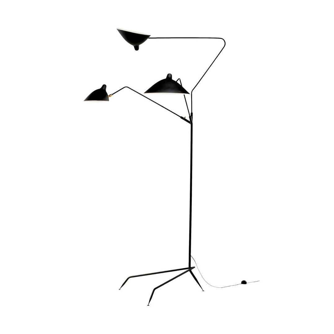 Serge Mouille Floor Lamp Three-Arm LED Indoor Lighting