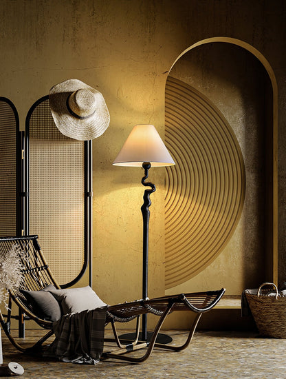 Serpentine Twist Floor Lamp with Adjustable Shade LED Indoor