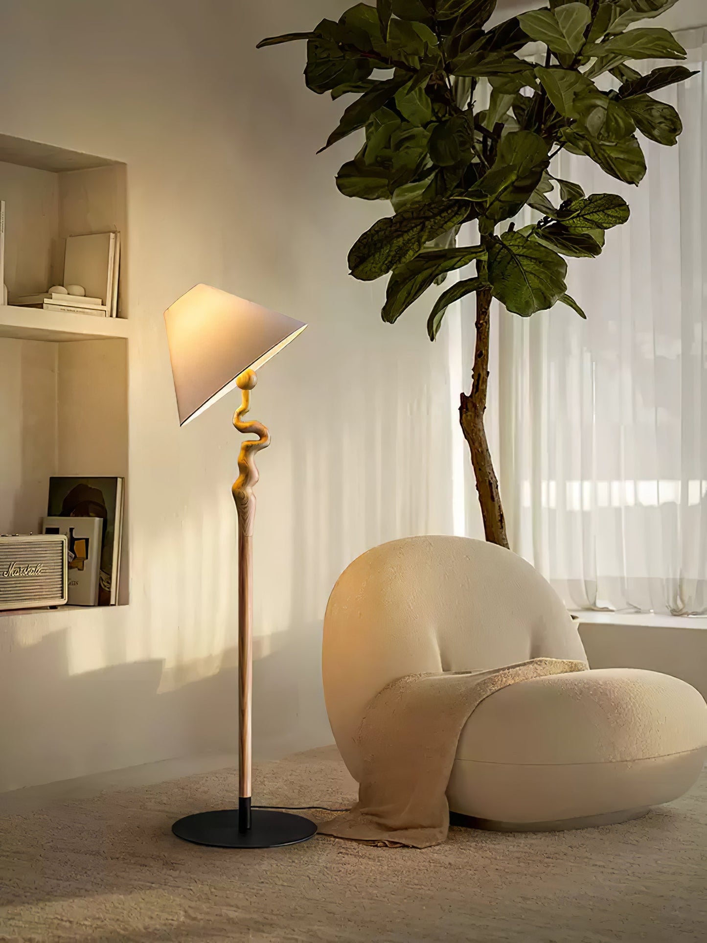 Serpentine Twist Floor Lamp with Adjustable Shade LED Indoor