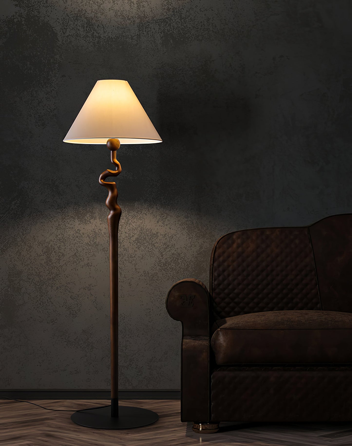 Serpentine Twist Floor Lamp with Adjustable Shade LED Indoor
