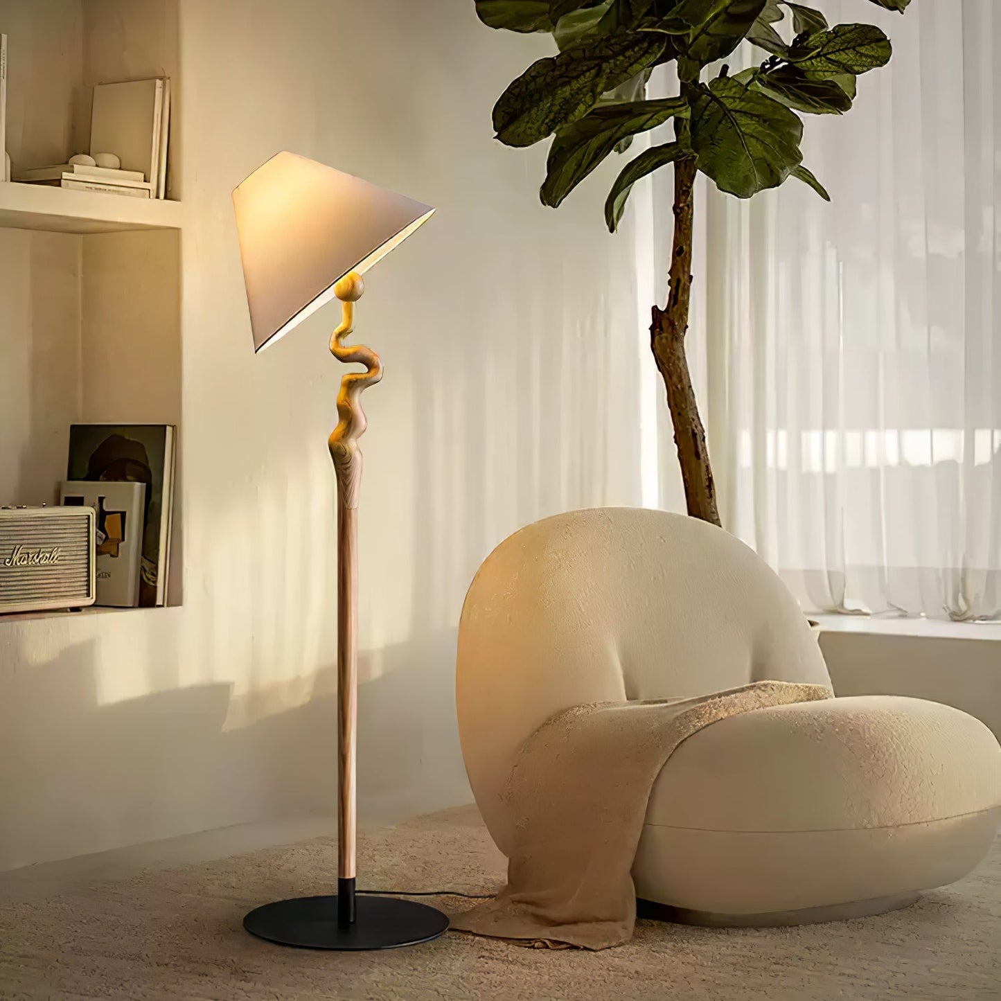 Serpentine Twist Floor Lamp with Adjustable Shade LED Indoor