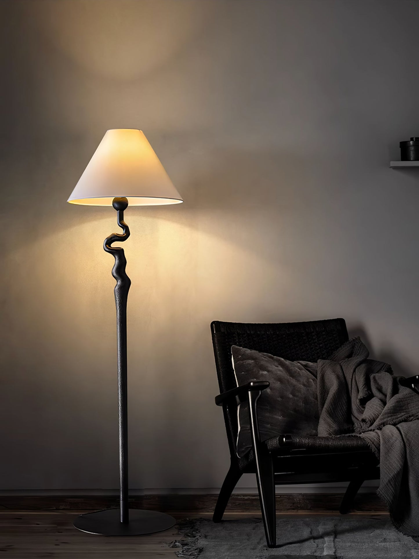 Serpentine Twist Floor Lamp with Adjustable Shade LED Indoor